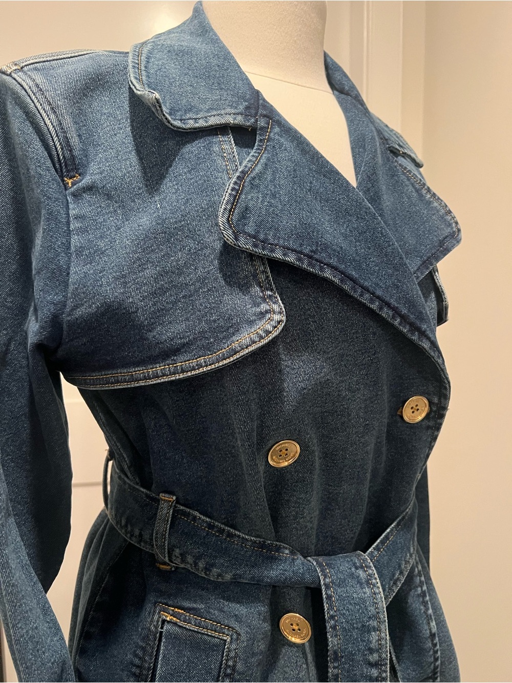 Michael Kors Blue Denim Trench Coat Jeans Jacket